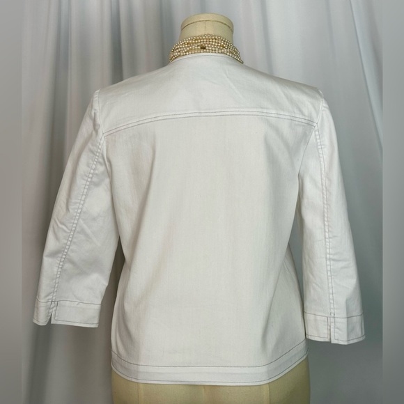 Alfred Dunner White Blazer with Textured Fabric and Rhinestone Accents (741) - Picture 3 of 13